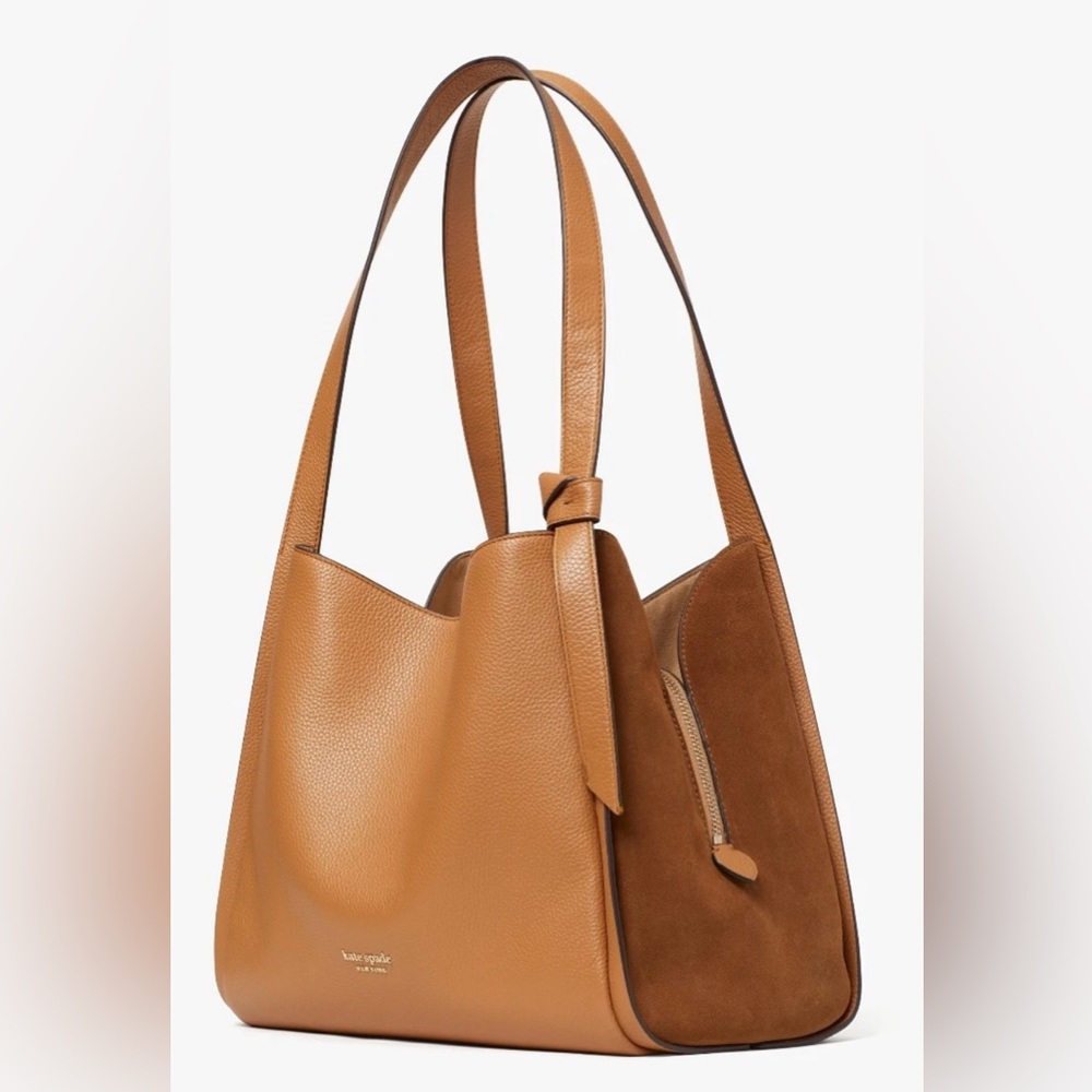 Kate Spade large shoulder bag, pebbled leather with Italian suade trim